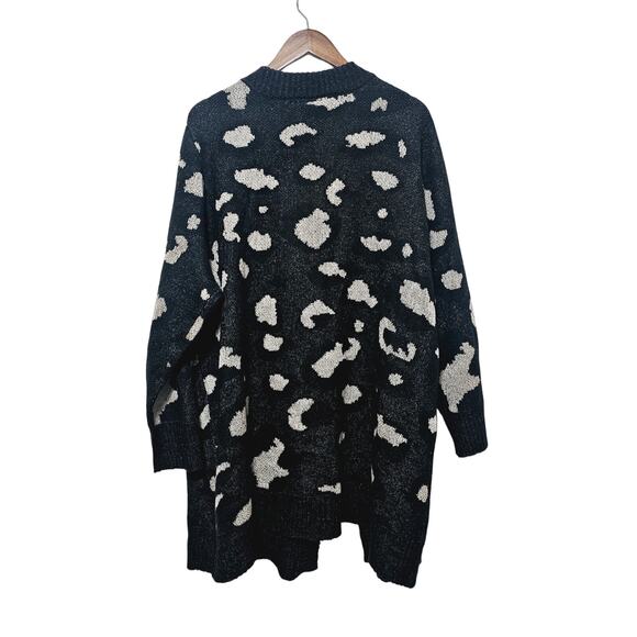 Lane Bryant Cardigan Women's Plus Sz 22/24 Open Front Black Animal Print Pockets - Picture 2 of 7
